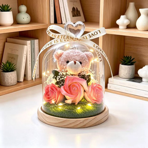 Pequeño Oso de Peluche con Flores y Plantas Preservadas, Decoración para el Hogar, Regalo para el Día de la Madre y San Valentín - Product Image 5