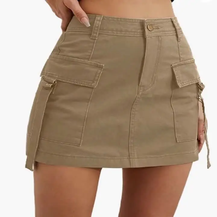 Оптовая продажа джинсовая юбка для девочек с высокой талией мини джинсовая юбка для женщин короткая юбка-Карго