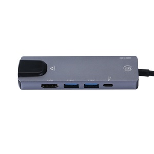 5-en-1 <span class=keywords><strong>USB</strong></span> <span class=keywords><strong>C</strong></span> adaptador de red tipo <span class=keywords><strong>C</strong></span> adaptador <span class=keywords><strong>multipuerto</strong></span> con salida HDMI 4k RJ45 gigabit Ethernet 2USB - Product Image 1