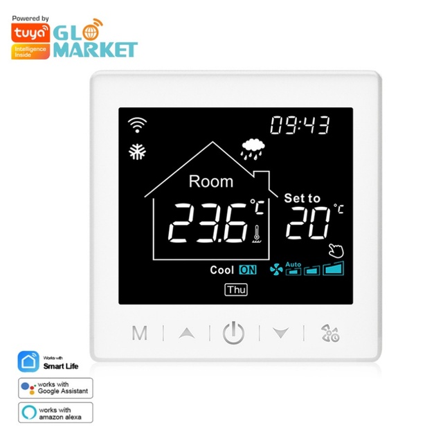Glomarket Modern ABS Smart Wi-Fi Thermostat with LCD Touch Screen for Floor Heating Smart Home Control