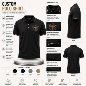Chemises polo de luxe pour hommes avec logo personnalisé, texture soyeuse, bordure dorée, fabricant OEM, marque privée - Product Image 2
