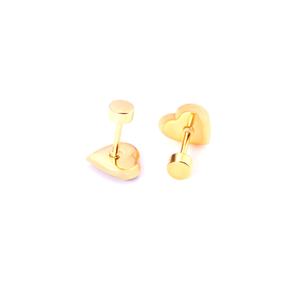 Boucles d'oreilles en forme de cœur émaillé plaqué or 18 carats pour enfants, hypoallergéniques, en acier inoxydable, à visser, vente en gros - Product Image 5
