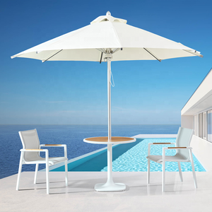 giardino per il tempo libero bar Set <span class=keywords><strong>da</strong></span> pranzo mobili Patio <span class=keywords><strong>esterno</strong></span> tavolo in alluminio Teak e <span class=keywords><strong>2</strong></span> <span class=keywords><strong>sedie</strong></span> <span class=keywords><strong>con</strong></span> foro per l'ombrello - Product Image 1