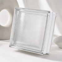 Bloc de verre texturé effet écorce d'orange 190*190*80mm, brique décorative creuse pour cloison d'hôtel, mur rideau et façade, marque KST