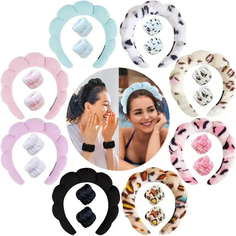 Hot Selling Haaraccessoires Spons Hoofdband Gezwollen Spa Badstof Handdoekstof Hoofdbanden Spa Haarband Voor Make-Up