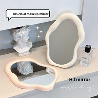 Miroir de maquillage de table pliable en plastique, style Ins, forme nuage irrégulière, personnalisé, esthétique crémeuse