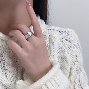 Yinruitai S925 Sterling <b>Silver</b> Irregular Wide <b>Ring</b> Geometric <b>Plain</b> Unisex Fashion Jewelry Gift - Product Image 1