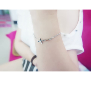 Braccialetto da <span class=keywords><strong>donna</strong></span> in <span class=keywords><strong>argento</strong></span> Sterling 925 di marca Peishang con croce laterale in buona fortuna, gioielli placcati in oro rosa 2021 per <span class=keywords><strong>donna</strong></span> - Product Image 4