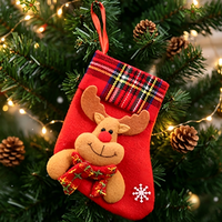 Sac cadeau chaussette de Noël très populaire, petit sac cadeau pour bonbons et décorations, pendentif chaussette du Père Noël