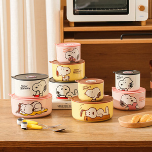 Tazón de Cerámica Creativo con Diseño de Dibujos Animados, Hermético, Portátil, para Almacenamiento de Alimentos, Apto para Microondas, con Tapa de Plástico, Venta al Por Mayor - Product Image 4