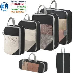 Ensemble de 6 cubes de compression en tissu imperméable personnalisés pour organiser les bagages de voyage |   <span class=keywords><strong>Valise</strong></span> de rangement pour usage extérieur - Product Image 1
