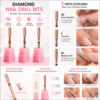 Kit de fraises à ongles diamantées à double cannelure en or rose avec logo personnalisé pour ponceuse à ongles électrique, pour ongles en acrylique et gel, usage professionnel et domestique, OEM ODM
