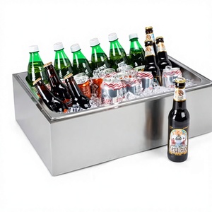 Rectangular Gn Stainless Steel Plate Inserts Ice Housing Rustic Cold Concept Cooling Refrigerated Beverage <b>Cooler</b> Display - Product Image 2