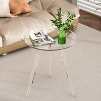 Table d'appoint moderne en acrylique transparent, petit plateau circulaire, table de chevet pour salon, chambre, bureau, petit espace