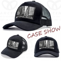 Offre Spéciale 5 panneaux appliqués patchs noir et blanc velours chapeaux de camionneur personnalisé broderie logo maille arrière velours casquettes de camionneur Patch