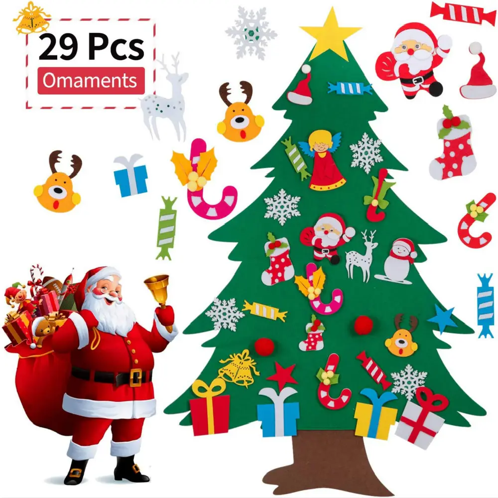 3D DIY Felt Christmas Tree with 29 pcs Hanging Ornaments Xmas Gifts for Kids Christmas Decorations