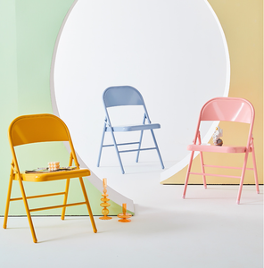Venta caliente Silla plegable simple Silla de acero Silla de respaldo de estilo simple para comedor - Product Image 5