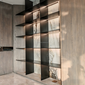 رف كتب حديث بسيط وفاخر وحدات مخصصة من معدن الألومنيوم مثبت على الحائط مع ضوء Led لغرفة المعيشة والمكتب - Product Image 1