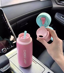 BPA 프리 스테인리스 보온컵 520ml 316 스테인리스 스틸 소재, 스파우트 뚜껑 및 빨대 실리콘 로프 포함, 스포츠 캠핑 헬스장 등교용 - Product Image 5