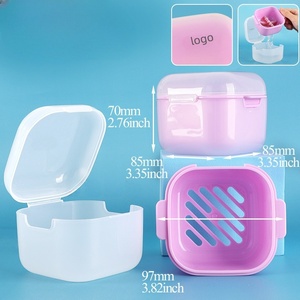 Denture Bath Box with Strainer Basket Cute Denture Holder Storage Soak Container for Travel Cleaning Braces Cleaner Kit - Product Image 5