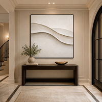 Peinture sur toile minimaliste à ondes organiques sculpturales, art mural texturé 3D monochrome blanc pour la décoration d'hôtel, de spa et de villa