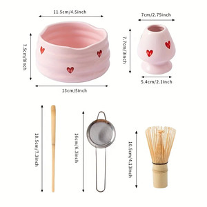 5pcs rose coeur décalcomanie céramique Matcha Set - Product Image 1
