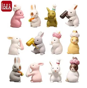 수집 플레이를위한 저렴한 도매 미니 소형 tpr 액션 피규어 동물 토끼 장난감