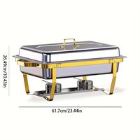 Lot de 4 Réchauds Professionnels en Acier Inoxydable 9 Litres, Dorés et Argentés, Chauffage à Combustible pour Buffets et Réceptions Élégants