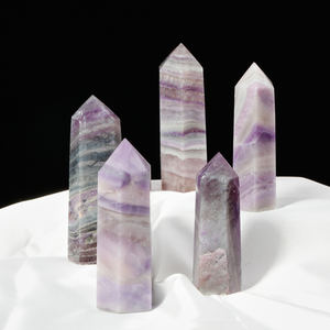 Natürlicher lila Chaorit Fluorit Turm, Heils tein Punkt Zauberstab, Obelisk Spike Chakra Probe Dekoration - Product Image 1