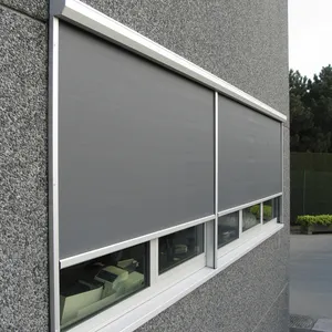 Windproof Waterproof Horizontal Screen Eco-friendly Roller Blinds Zip Track Manual Zipper Outdoor Blinds