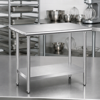 Table de travail en acier inoxydable 201/304, finition polie, capacité de charge 300 kg/m, roulettes à 4 roues pour la restauration, la cuisine et la préparation des aliments