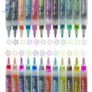 24 Colors Metallic Outline Markers Assorted Colors Art Supplies