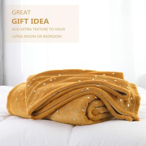 프리미엄 푹신한 양면 봉제 양털 던지기 샤이니 스타 프린트 플란넬 담요 사계절 - Product Image 5