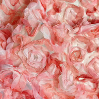 Fourniture d'usine Confortable Rouge Rose Dentelle Vintage 3d Rose Motif Floral Broderie Tissu Rosette Tissu Pour Robe De Mariée