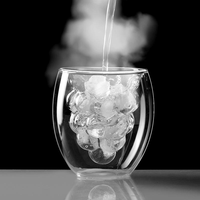 Tasse à café en verre borosilicate à double paroi en forme de fruits créatifs, fraise et ananas 3D, résistante à la chaleur, style Ins, idéale pour un cadeau