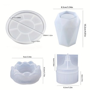 Set 4 pezzi scatola di immagazzinaggio, vassoio vaso, stampo in Silicone artigianale, gesso cemento loto candela tazza, stampo in Silicone Set per la decorazione della casa - Product Image 6
