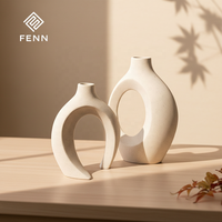 FENN Ornement Céramique Nordique Moderne Artisanat Unique Vases Hydroponiques et à Fleurs Séchées pour la Maison Vases de Mariage en Céramique Noire en Gros