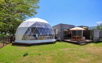 Tente igloo transparente, maison en tente géodésique en PVC imperméable avec salle de bain