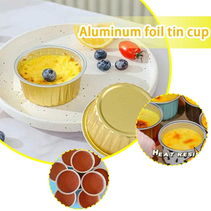 125ml/4.4oz Vàng Đen dùng một lần nhôm lá nướng khuôn tròn bánh pudding nhỏ - Product Image 6
