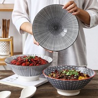 Bol à ramen en céramique minimaliste moderne de 9 pouces, grand bol conique pour nouilles, assiette pour restaurant
