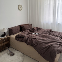 Parure de lit de luxe en coton rayé teint en fil, ensemble de literie en pur coton lavé, draps rayés respirants, tailles King et Twin, certifié Oeko-Tex