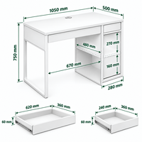 Bureau d'étude compact tout en acier avec tiroir, bureau d'ordinateur moderne pour étudiants, pour chambre à coucher, dortoir, bureau à domicile