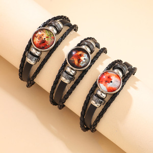 สร้อยข้อมือหนัง PU ลายสุนัขจิ้งจอก ปรับขนาดได้ เครื่องประดับสำหรับทุกเพศ ของขวัญ สร้อยข้อมือแบบเชือกแฟชั่น - Product Image 2