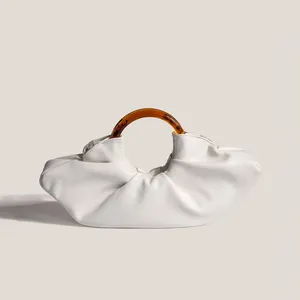 Anel De Acrílico Saco De Mão Feminina Fold Cloud Bag Saco De Dumpling Portátil