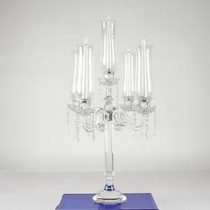 Best Selling Crafts Candelabra Weddings Centerpieces Crystal Candlestick 5 Arms Crystal Candelabra