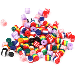 Cuentas sueltas de cilindro a rayas de resina de Color de diseño innovador, cuentas de agujero recto, accesorios de bricolaje - Product Image 4