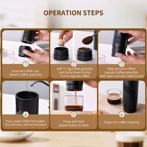 20 Bars Self <b>Heating</b> Capsule / Coffee Powder <b>USB</b> -C Electric Espresso Machine Car Travel Portable Coffee Maker for Camping - Product Image 6