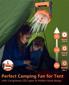 充電式非常用折りたたみ式フック電池式ファンポータブル10000mAh屋外キャンプ用テントファン - Product Image 6