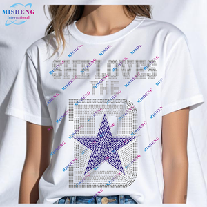Chất lượng cao tùy chỉnh <span class=keywords><strong>Bling</strong></span> cô ấy yêu Ngôi Sao Bóng Đá Rhinestone chuyển cao bồi sắt trên Rhinestone biểu tượng tùy chỉnh - Product Image 2
