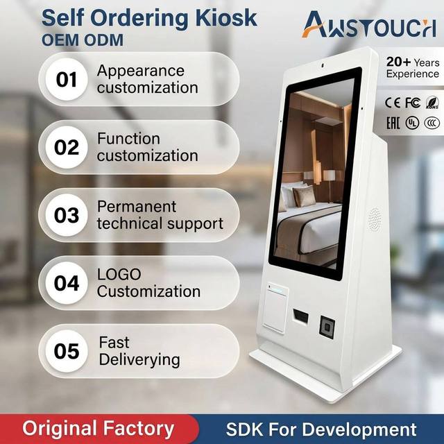 AWSTOUCH 24 Inch in Stock Self Service Payment Kiosks 21.5 24 27 Inch Fast Order and Delivery POS Terminal